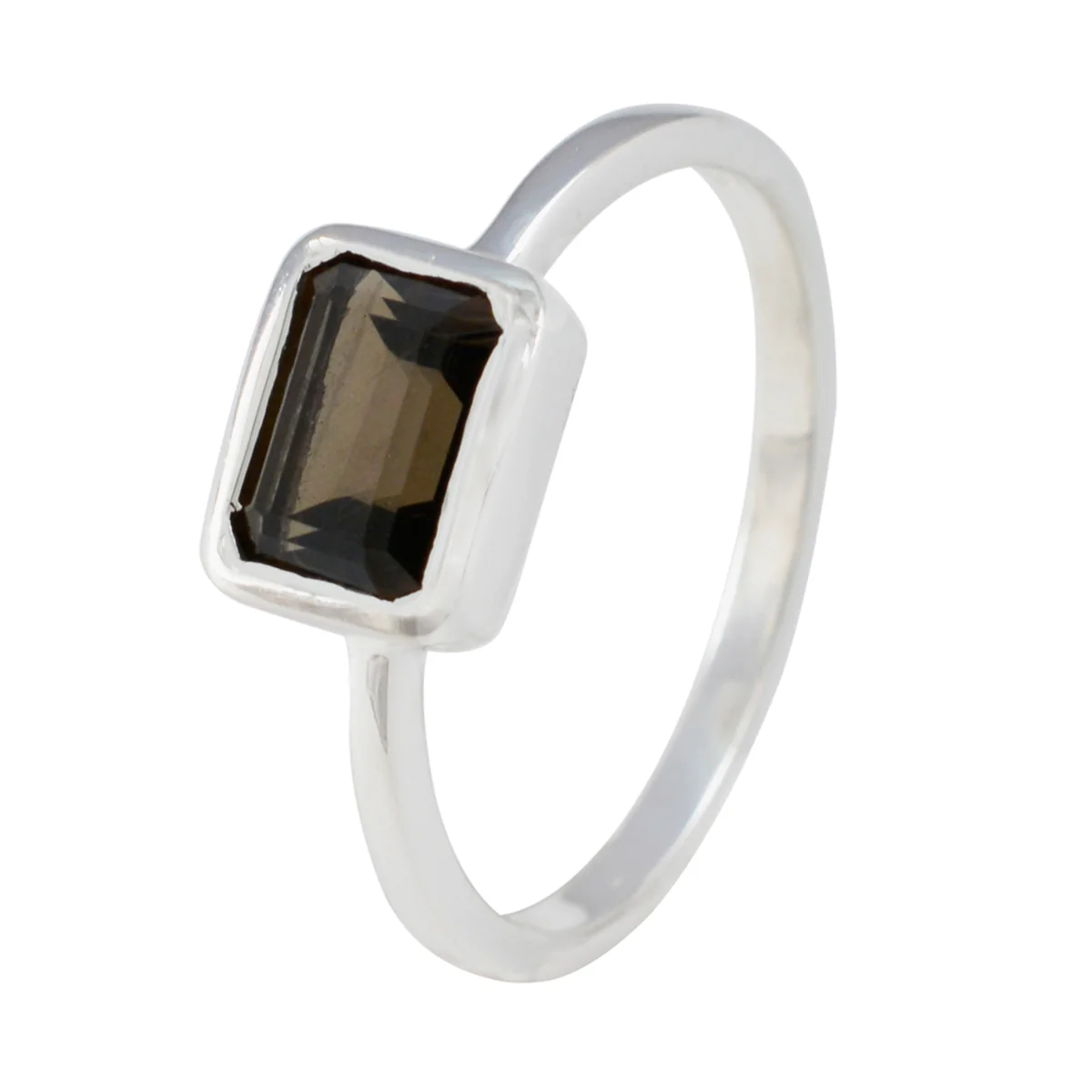Smoky Quartz Solitaire Korean 925 Silver Brown Gemstone Dainty Romantic Ring Jewelry - Image 2