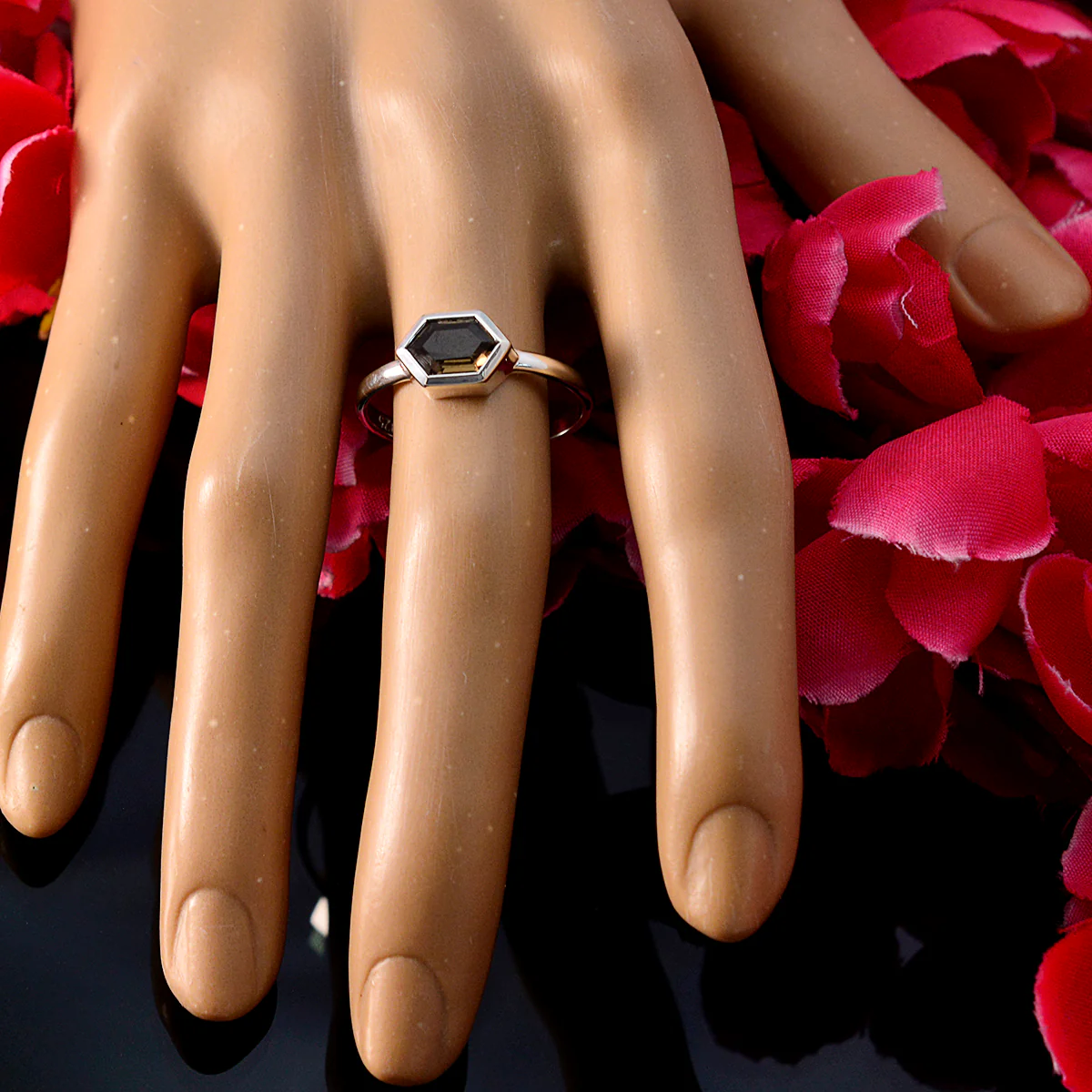 smoky quartz Solitaire Korean 925 Sterling Silver Brown Gems Dainty Artisan Ring Jewellery - Image 5