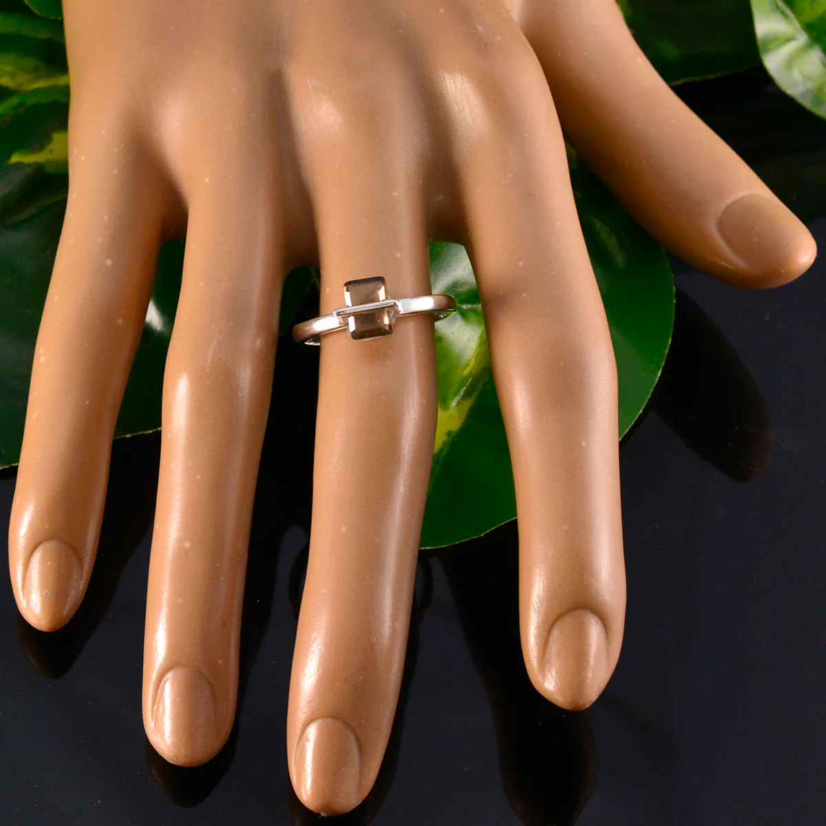Smoky Quartz Solitaire Korean 925 Sterling Silver Brown Gems Dainty Graceful Ring Jewellery - Image 5