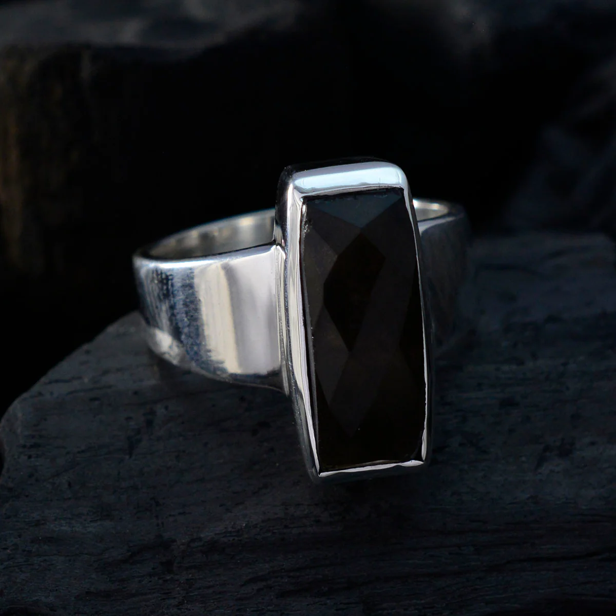 Smoky Quartz Solitaire Moroccan 92.5 Silver Brown Gemstone Eye-catching Abstract Ring Jewelry - Image 4