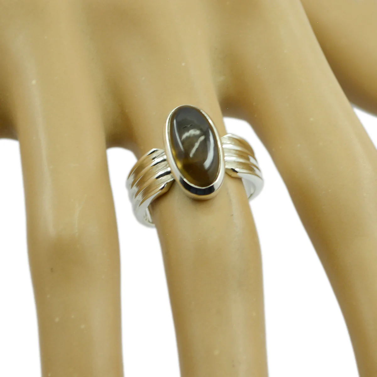 smoky quartz Solitaire Moroccan 92.5 Silver Brown Gemstone Versatile Heritage Ring Jewelry - Image 2