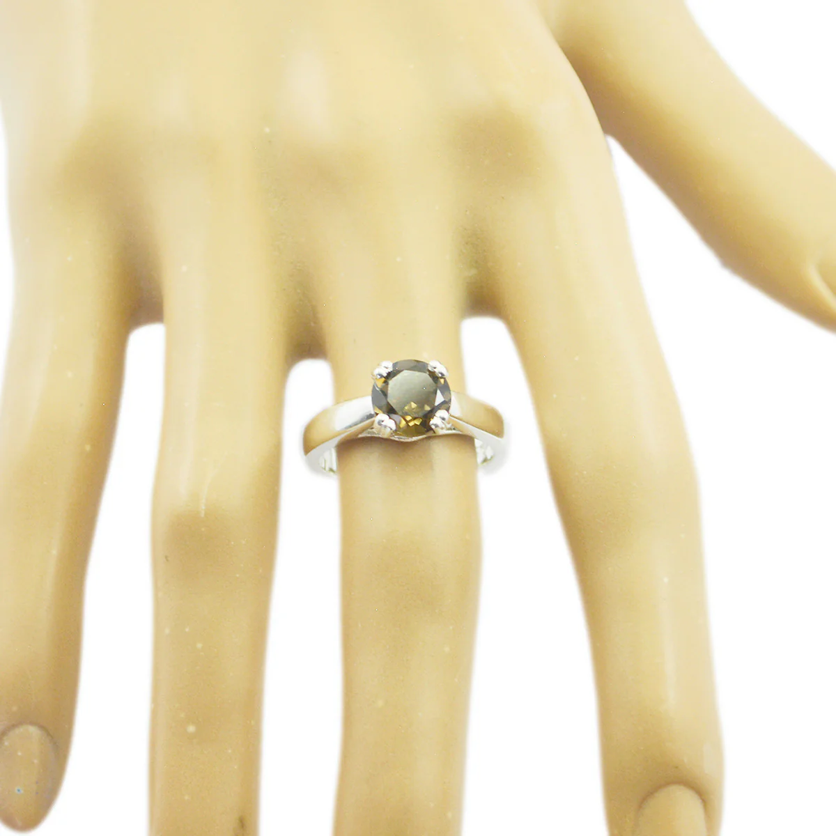 smoky quartz Solitaire Moroccan 925 Sterling Silver Brown Gemstone Tiny Graceful Ring Jewelry - Image 2