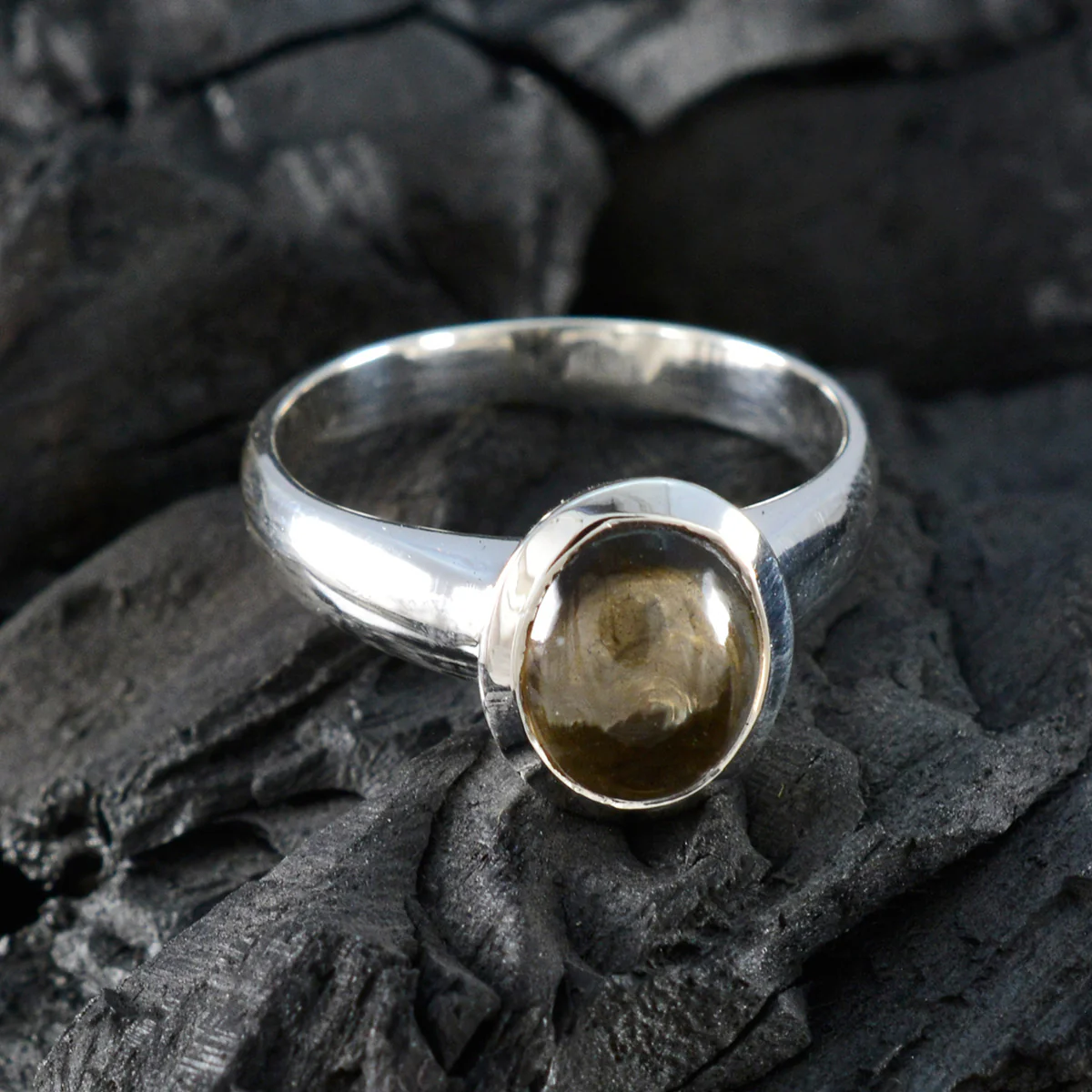 Smoky Quartz Solitaire Moroccan Sterling Silver Brown Gemstone Classic Luxurious Ring Jewellery - Image 4