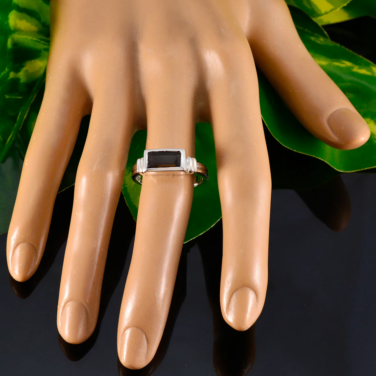 Smoky Quartz Solitaire Russian 92.5 Silver Brown Gems Minimal Luxurious Ring Jewelry - Image 5