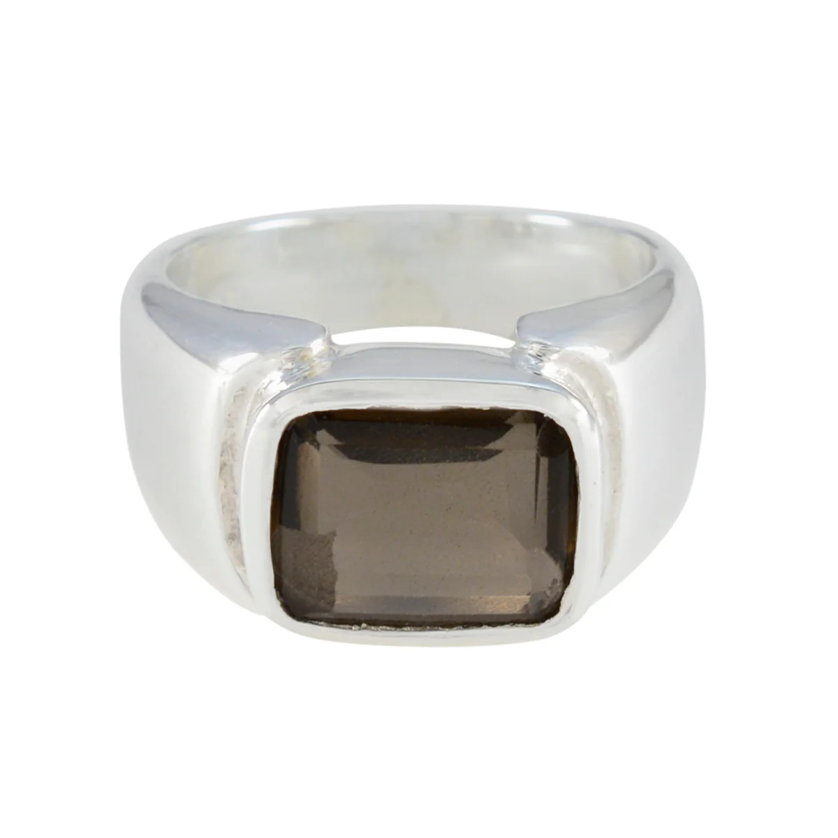 Smoky Quartz Solitaire Russian Silver Brown Gemstone Essential Contemporary Ring Jewellery
