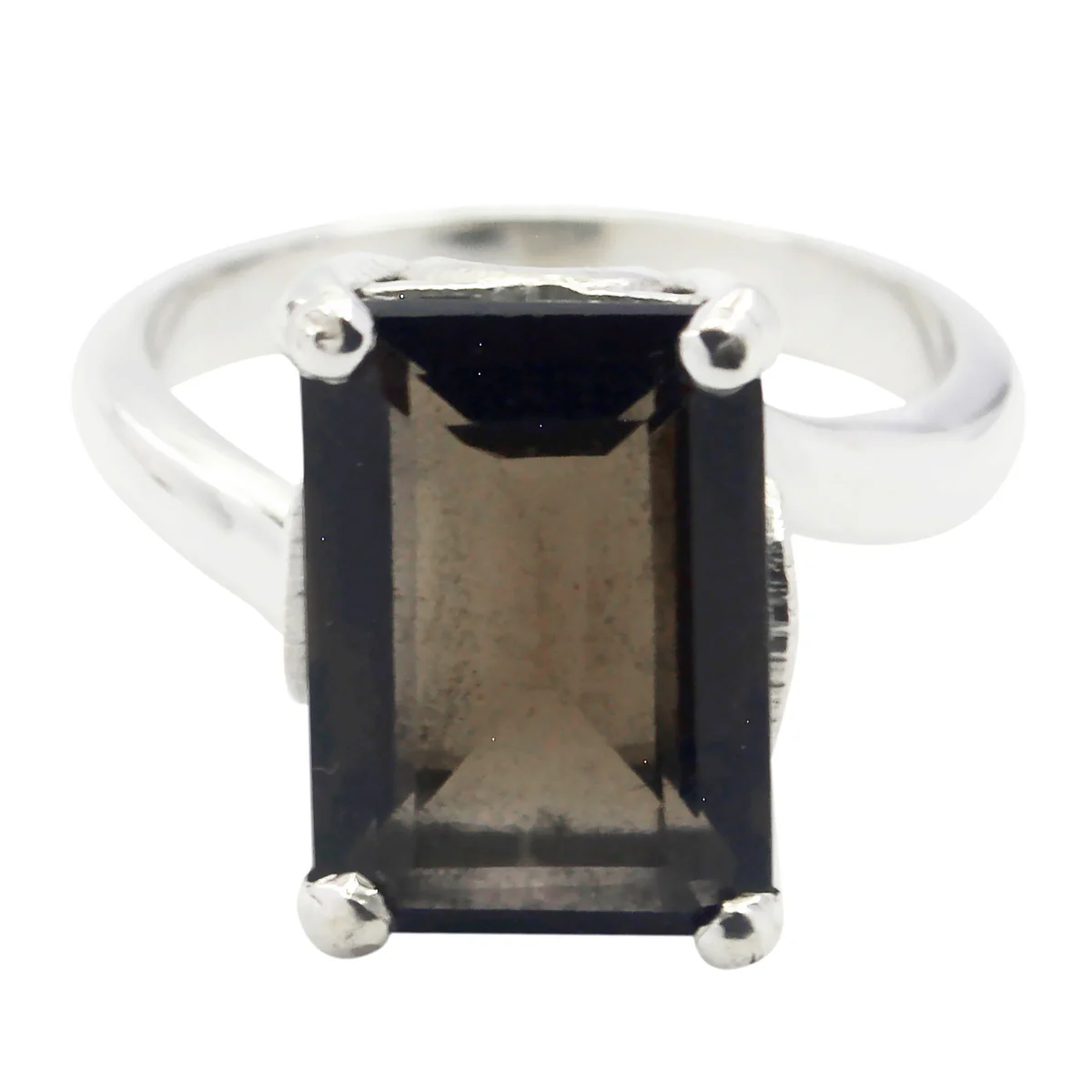 smoky quartz Solitaire Russian Silver Brown Gemstone Mid-weight Graceful Ring Jewellery