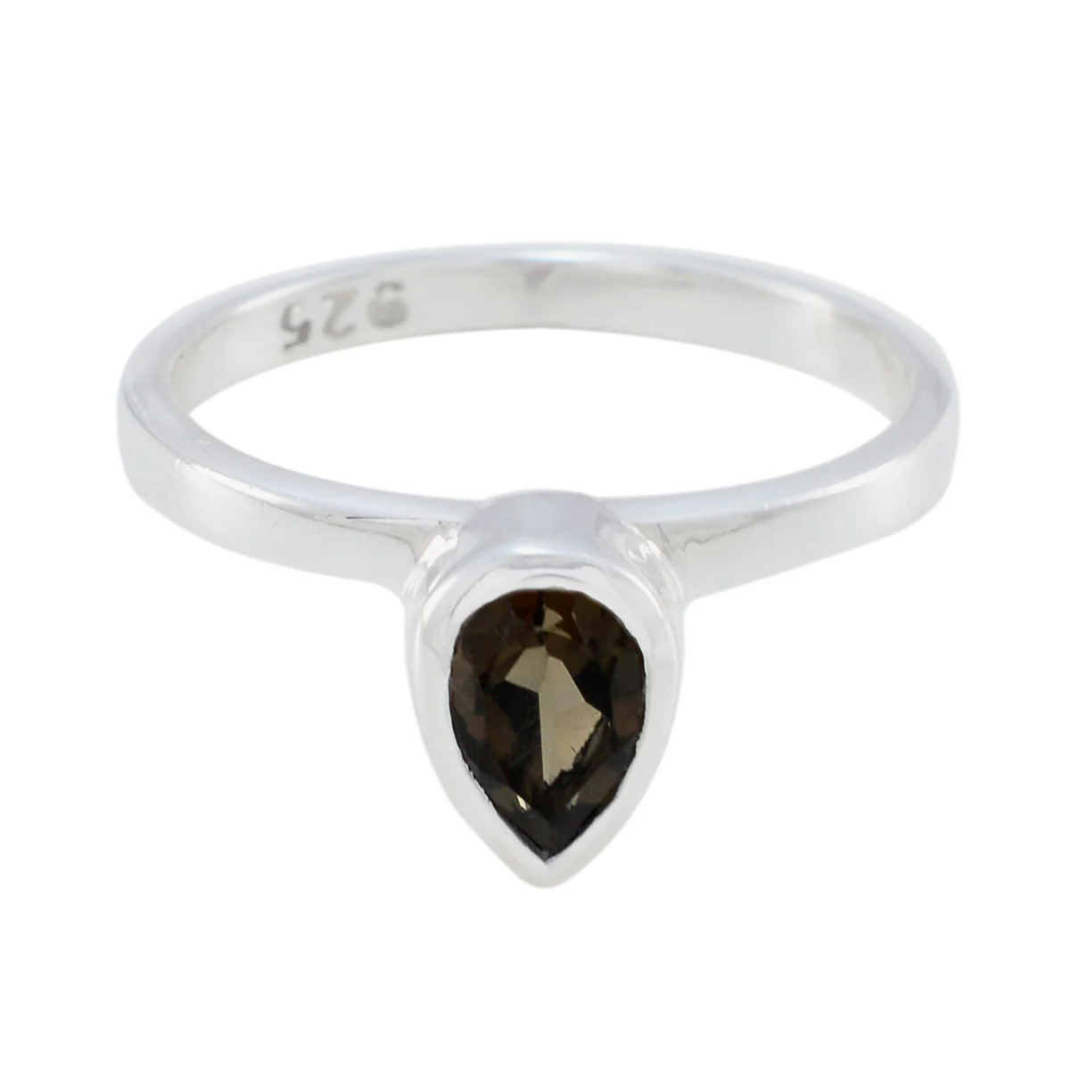 Smoky Quartz Solitaire Turkish 925 Sterling Silver Brown Gemstones Dainty Fairytale Ring Jewelry