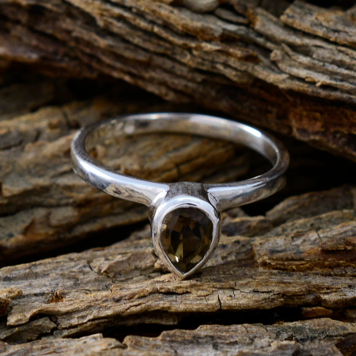 Smoky Quartz Solitaire Turkish 925 Sterling Silver Brown Gemstones Dainty Fairytale Ring Jewelry - Image 3