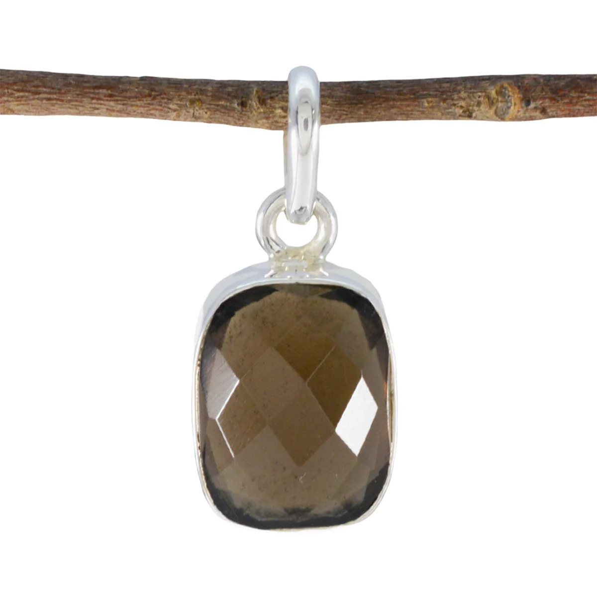 Smoky Quartz Whisper-thin American 925 Silver Solitaire Anna Modern Brown Pendant Jewelry