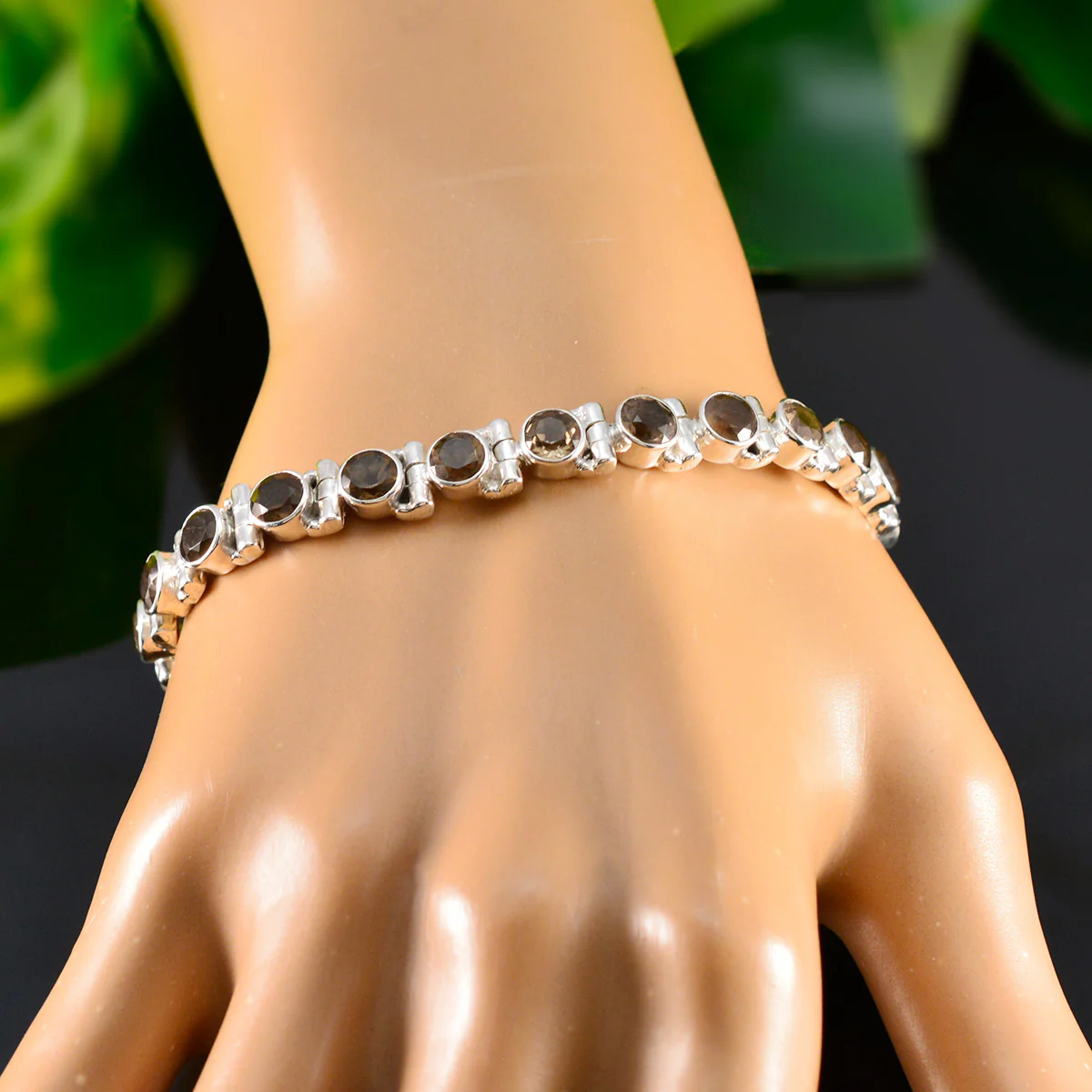 Smoky Quartz Winter Solstice Classic Brown Sterling Silver Tennis Bracelet - Image 6