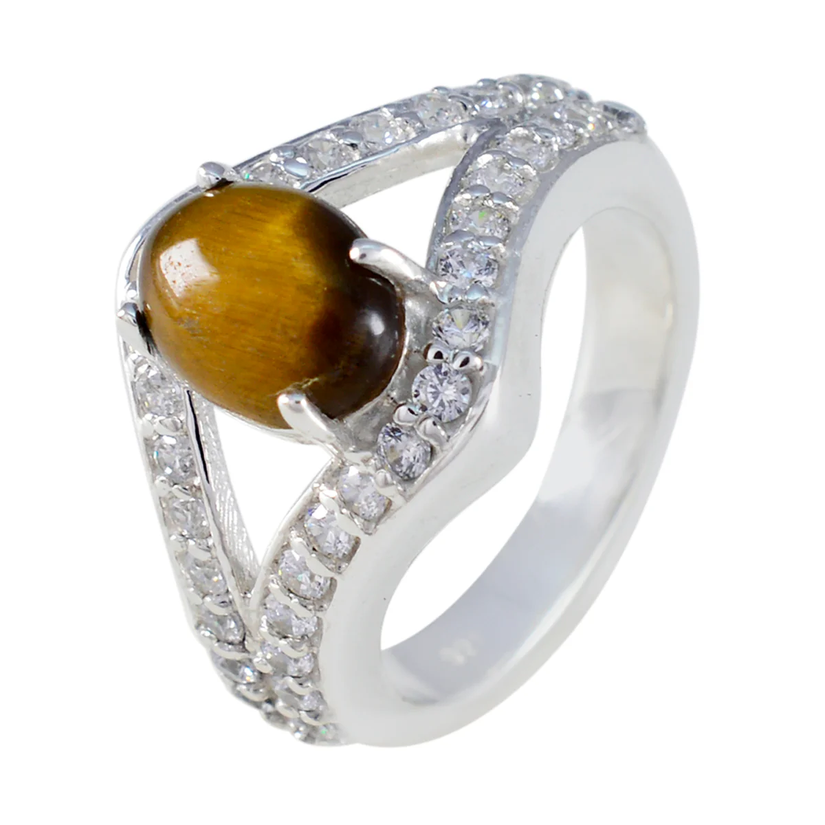 Tiger Eye Halo Egyptian 925 Silver Brown Gems Tiny Cultural Ring Jewelry - Image 2