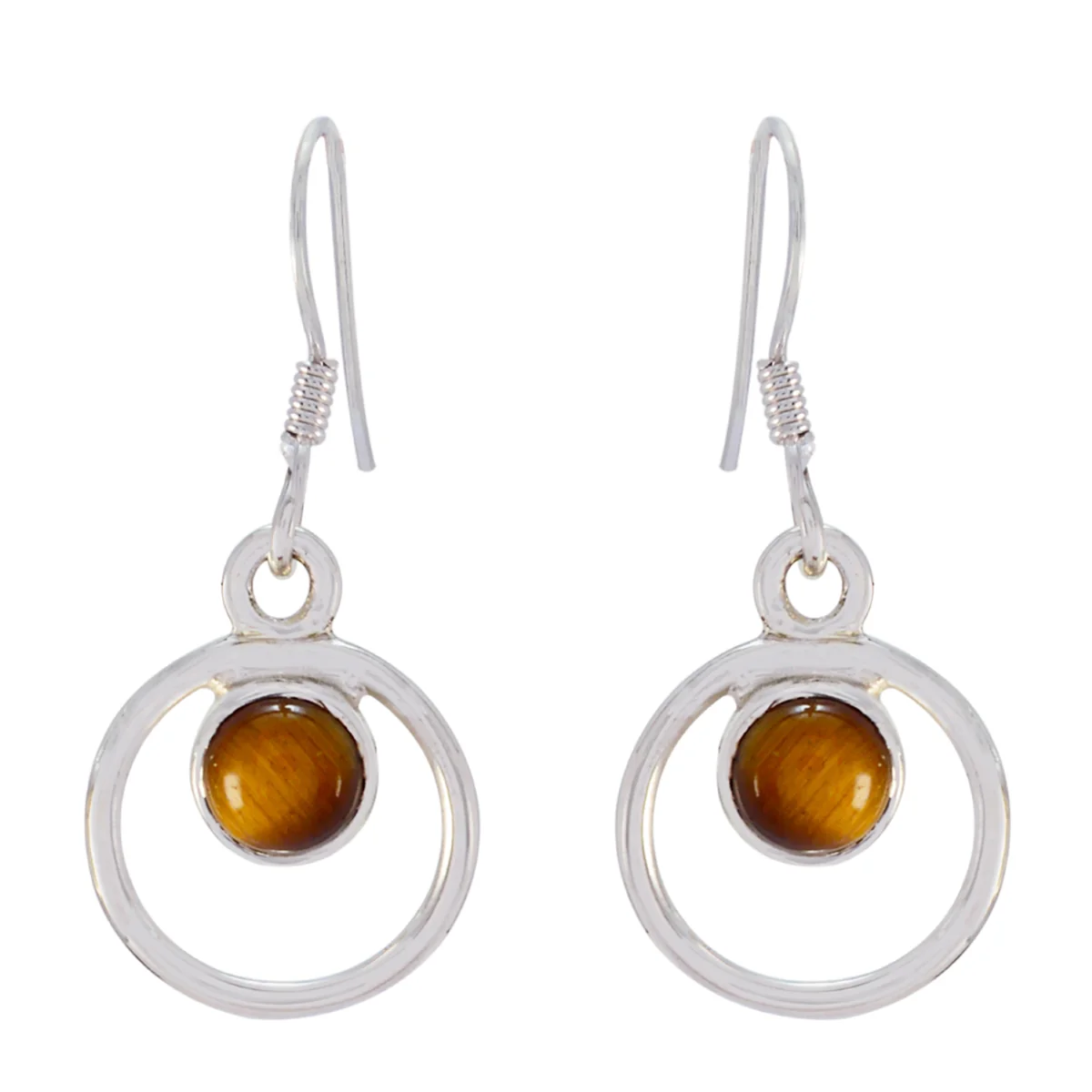 Tiger Eye Middle Eastern Sara multiple Dangle Brown Sterling Silver Earring