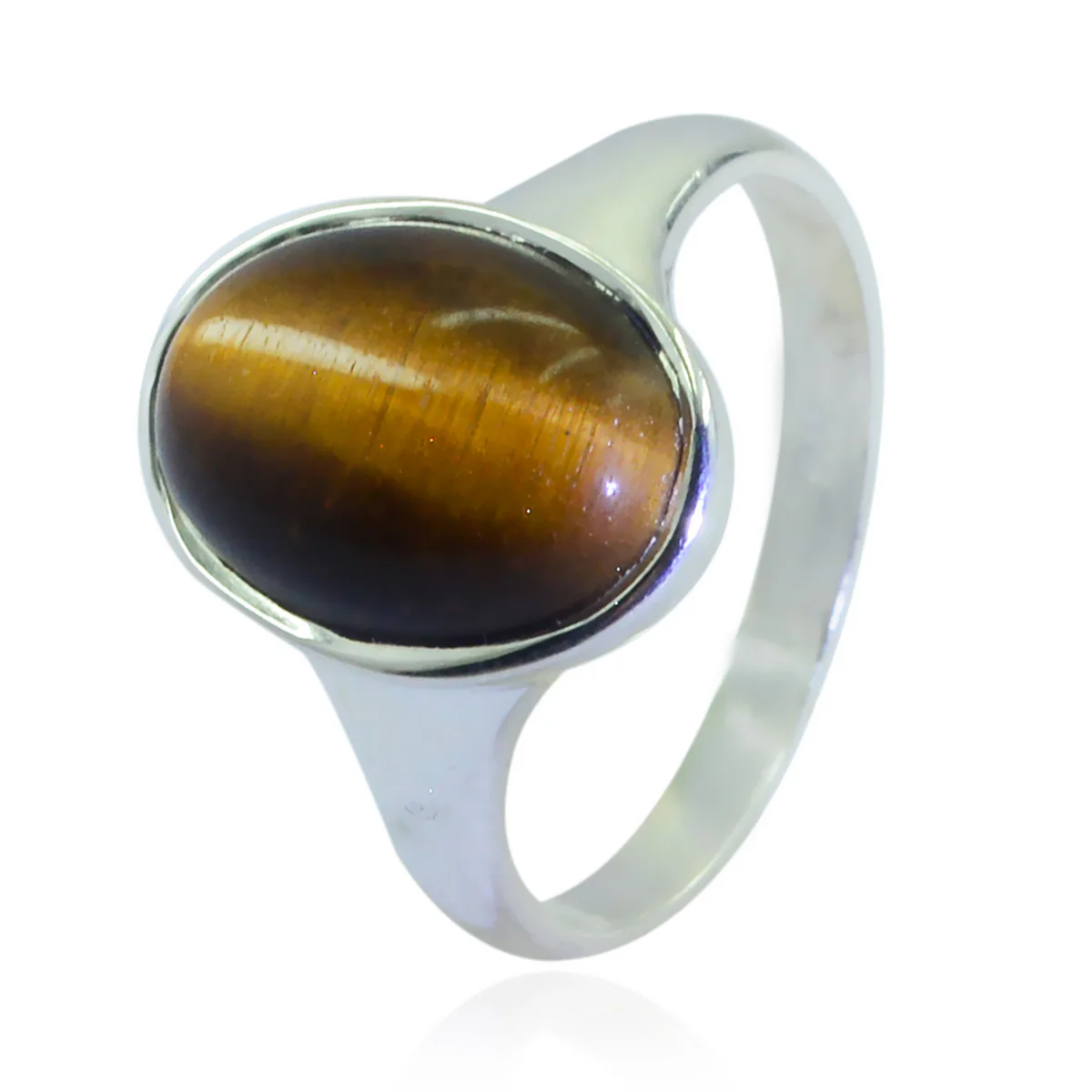 Tiger Eye Solitaire African Silver Brown Gemstone Slim Heritage Ring Jewelry - Image 3