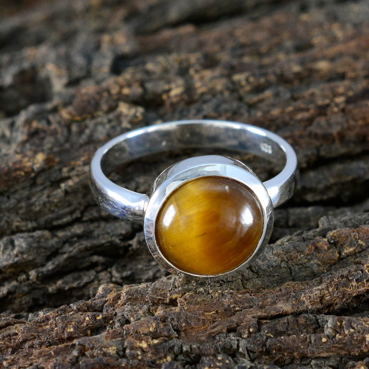 Tiger Eye Solitaire Indian 925 Sterling Silver Brown Gems Slim Contemporary Ring Jewelry - Image 3