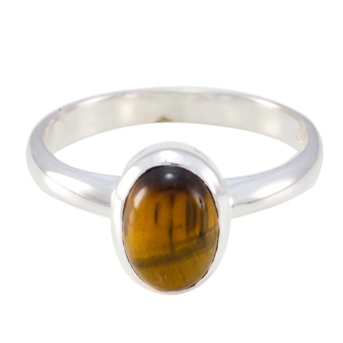 Tiger Eye Solitaire Korean 925 Sterling Silver Brown Gems Delicate Graceful Ring Jewellery - Image 3