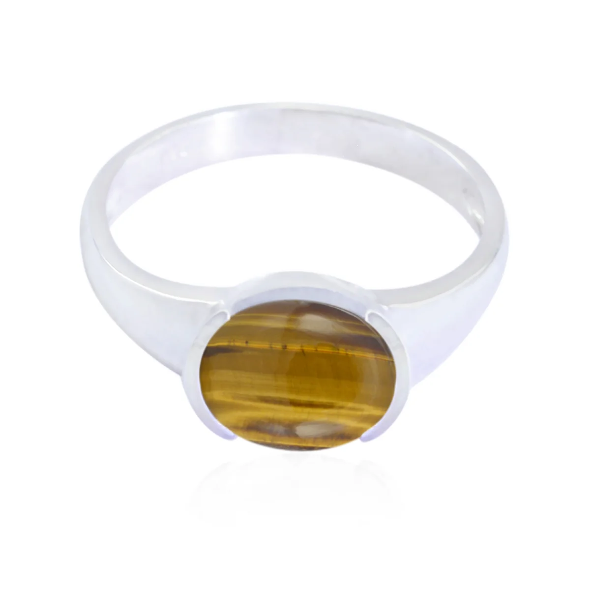 Tiger Eye Solitaire Turkish Sterling Silver Brown Gemstone Dainty Abstract Ring Jewelry