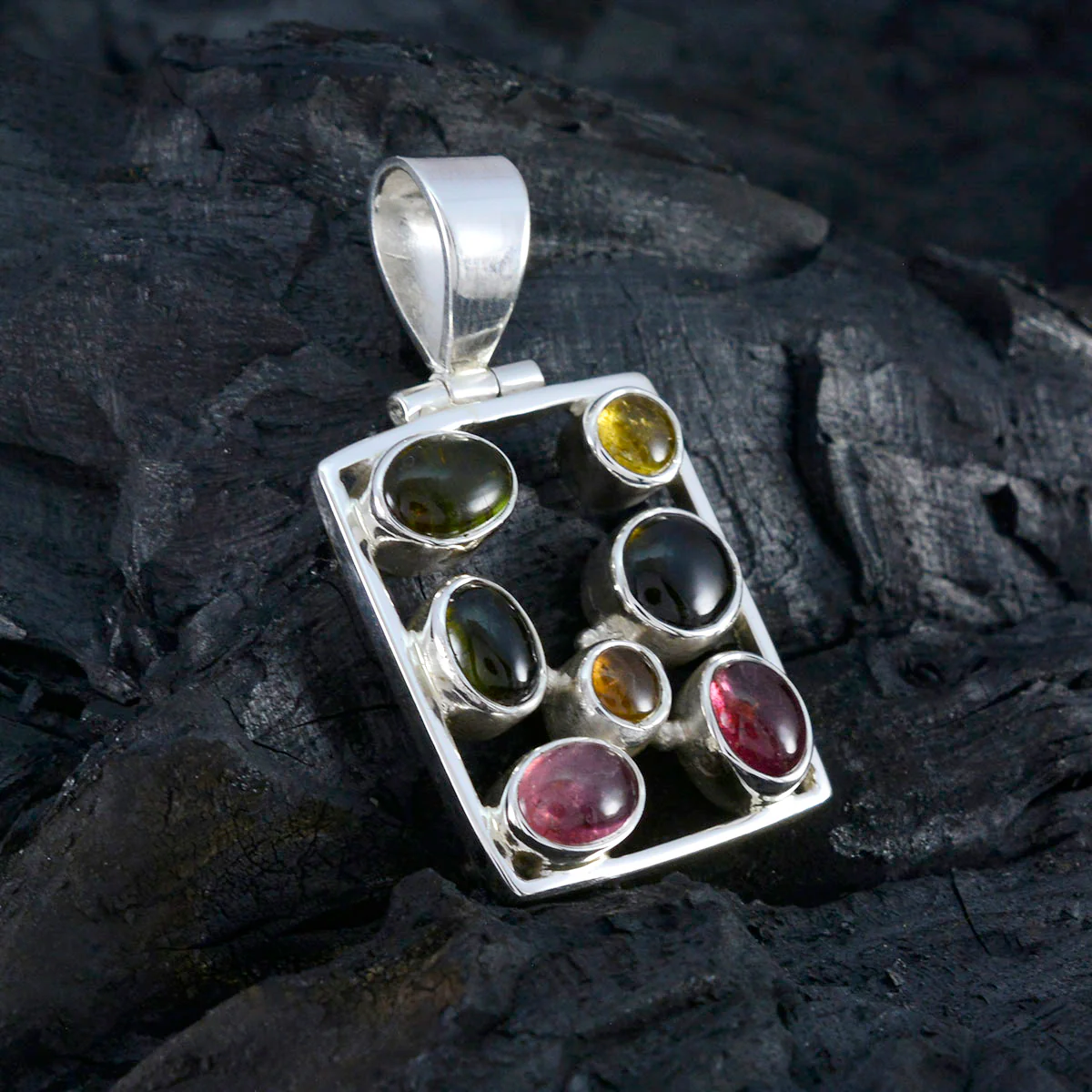 Tourmaline Classic Turkish 925 Silver multiple Violet Sophisticated multicolor Pendant Jewelry - Image 3