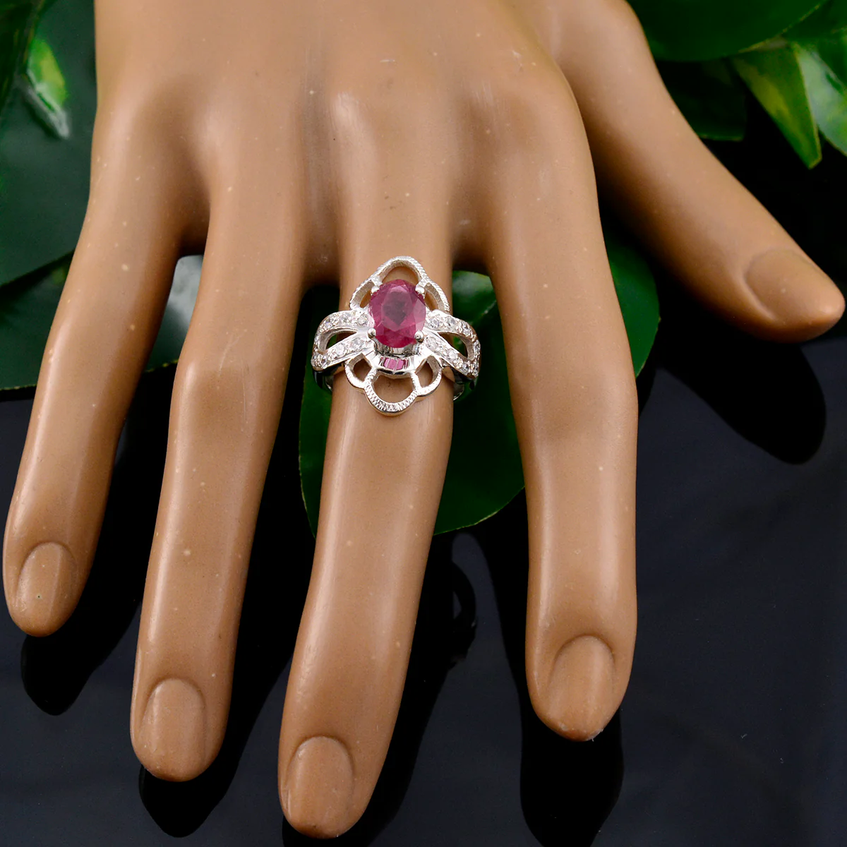 Tourmaline Halo African 925 Sterling Silver multicolor Gems Mid-weight Boho Ring Jewelry - Image 5