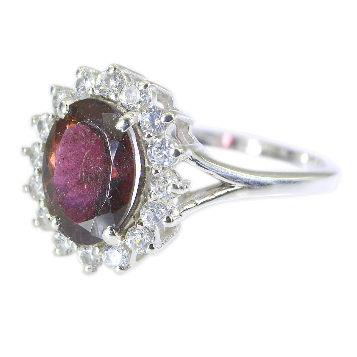 Tourmaline Halo African Silver multicolor Gems Classic Artisan Ring Jewelry - Image 2
