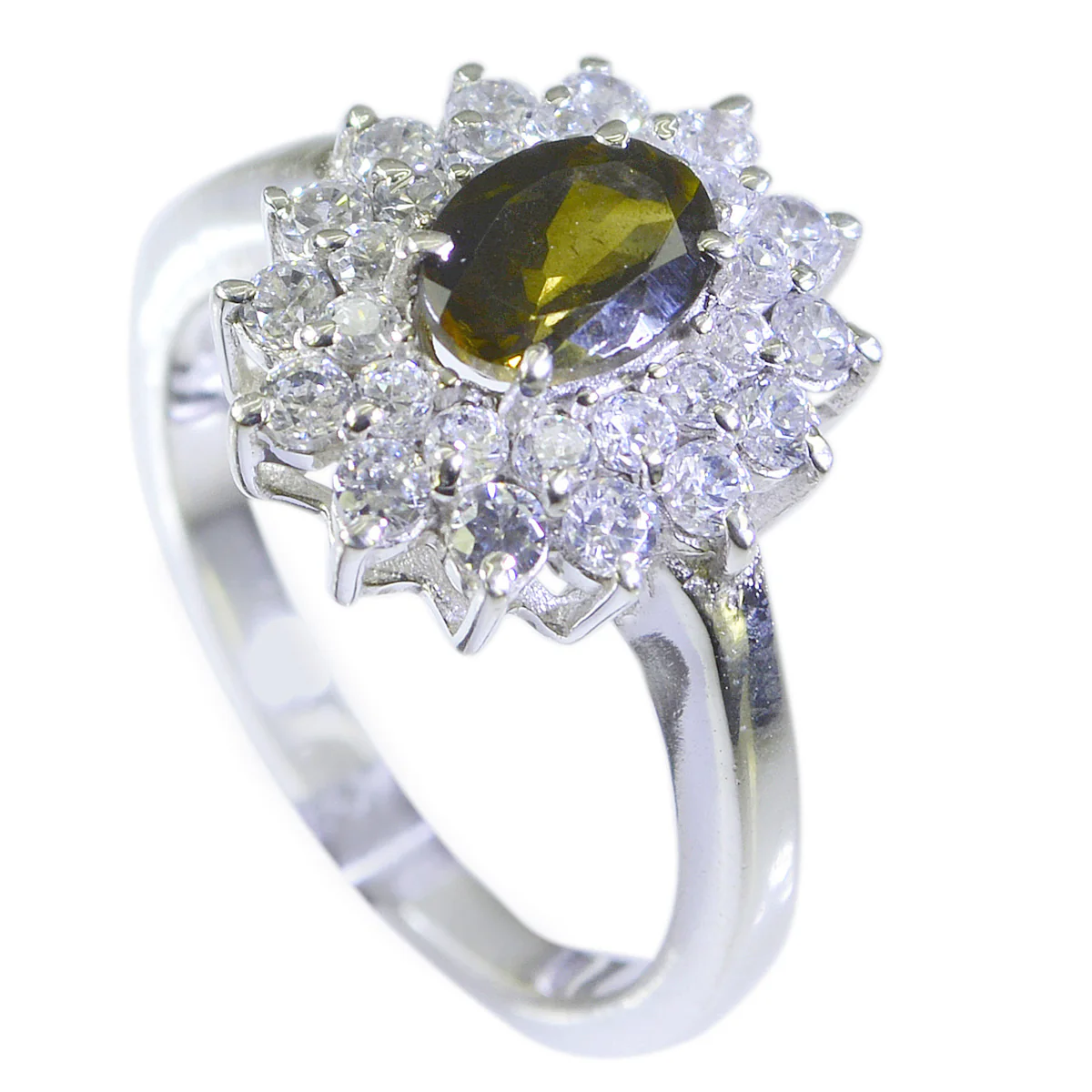 Tourmaline Halo Egyptian 925 Silver multicolor Gemstone Slim Romantic Ring Jewelry