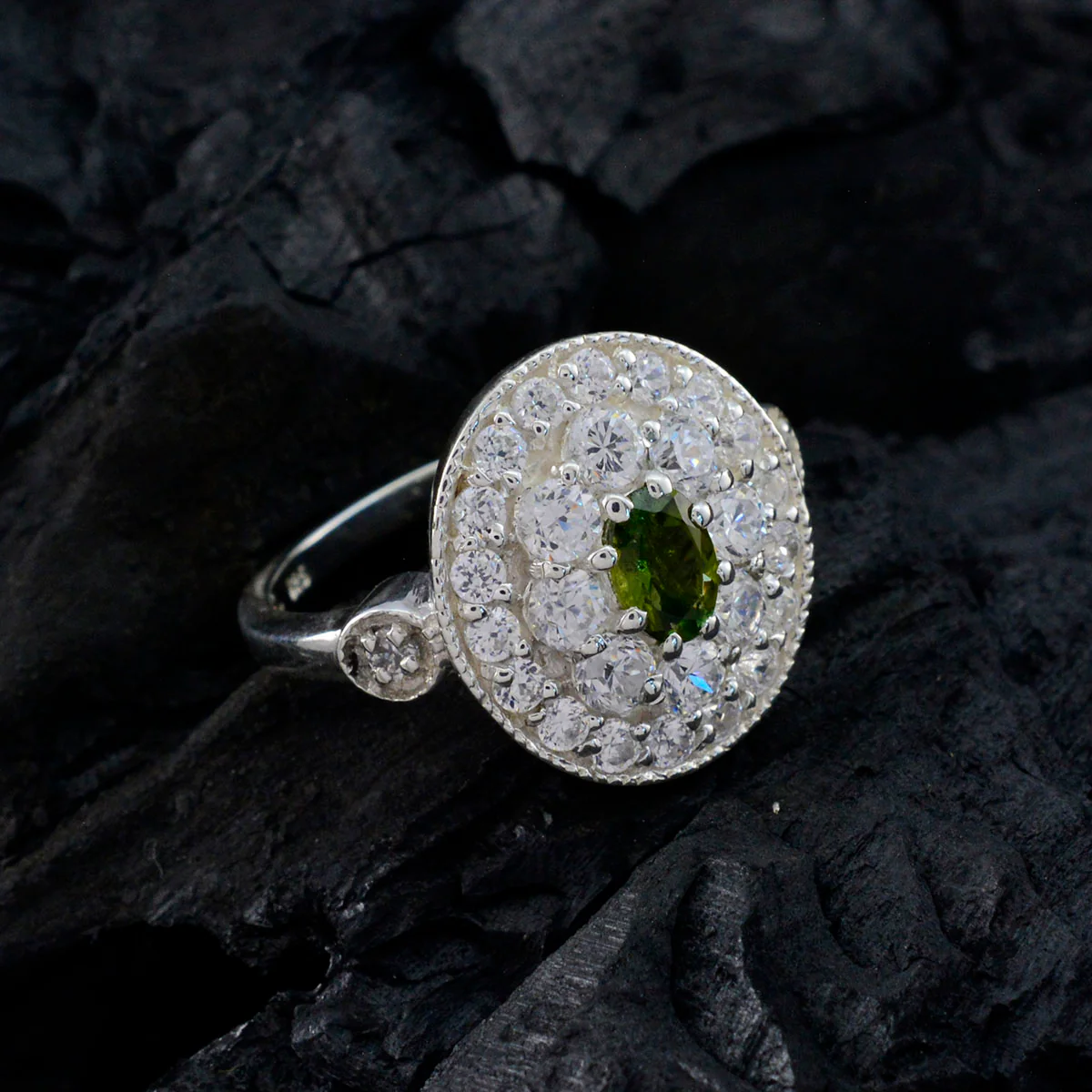 Tourmaline Halo Egyptian Silver multicolor Gemstones Classic Modern Ring Jewellery - Image 4