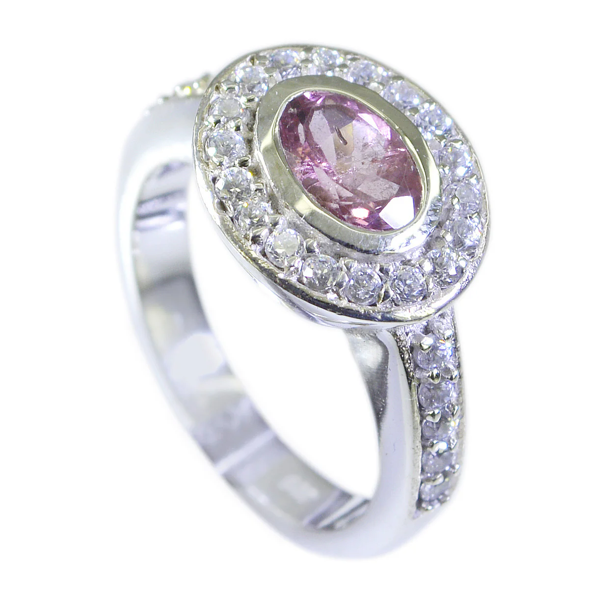 Tourmaline Halo German Sterling Silver multicolor Gemstones Classic Boho Ring Jewellery