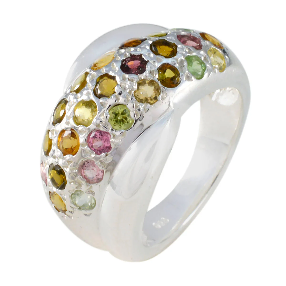 Tourmaline multiple Egyptian 92.5 Silver multicolor Gemstone Essential  Abstract Ring Jewellery - Image 2