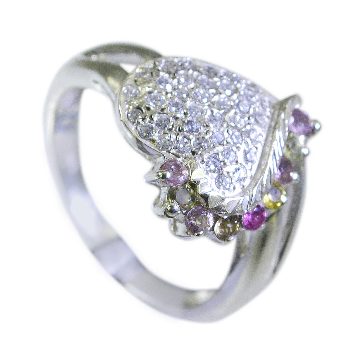 Tourmaline multiple Russian 925 Sterling Silver multicolor Gemstone Tiny Feminine Ring Jewelry - Image 3