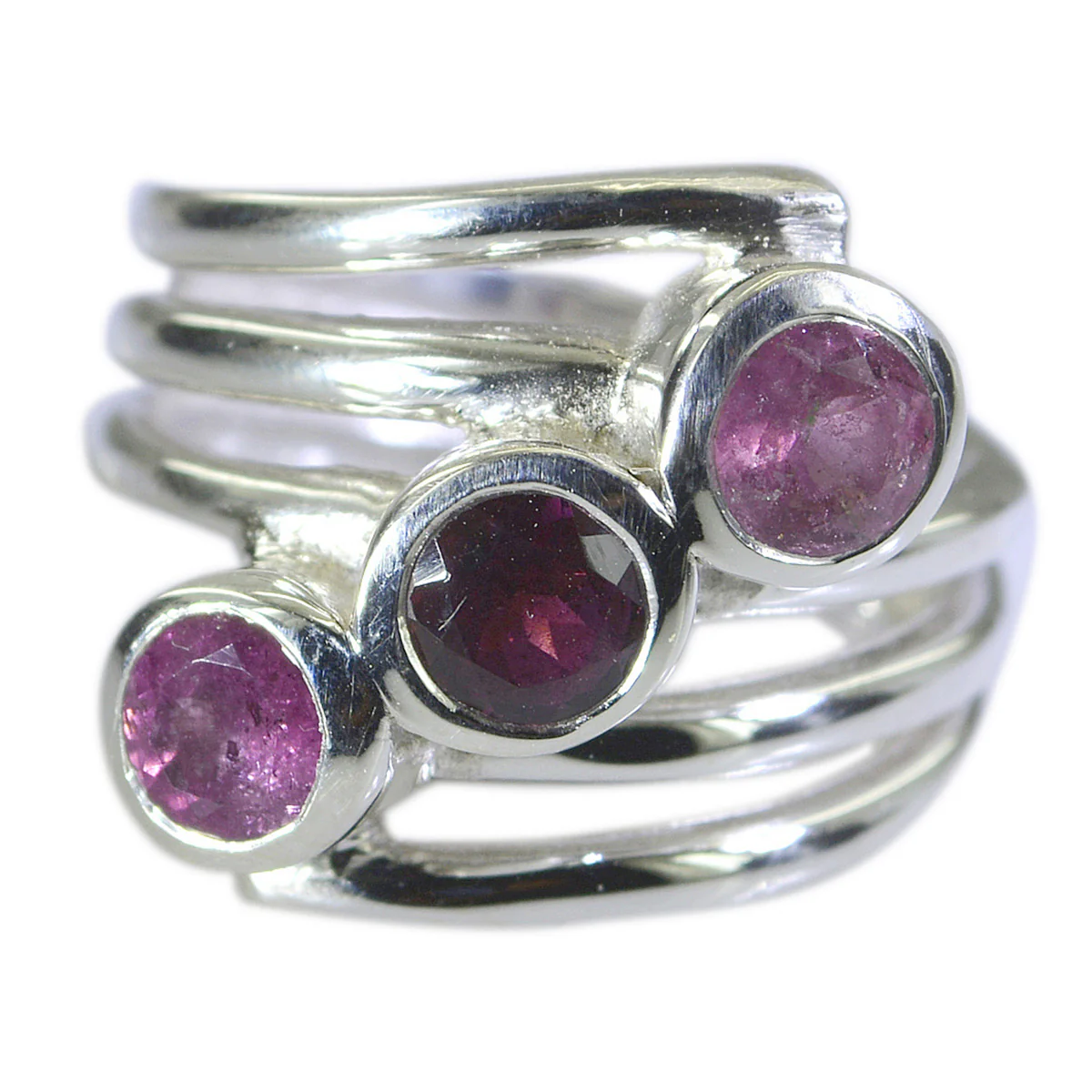 Tourmaline Trilogy Indian Sterling Silver multicolor Gemstones Essential  Modern Ring Jewelry - Image 2
