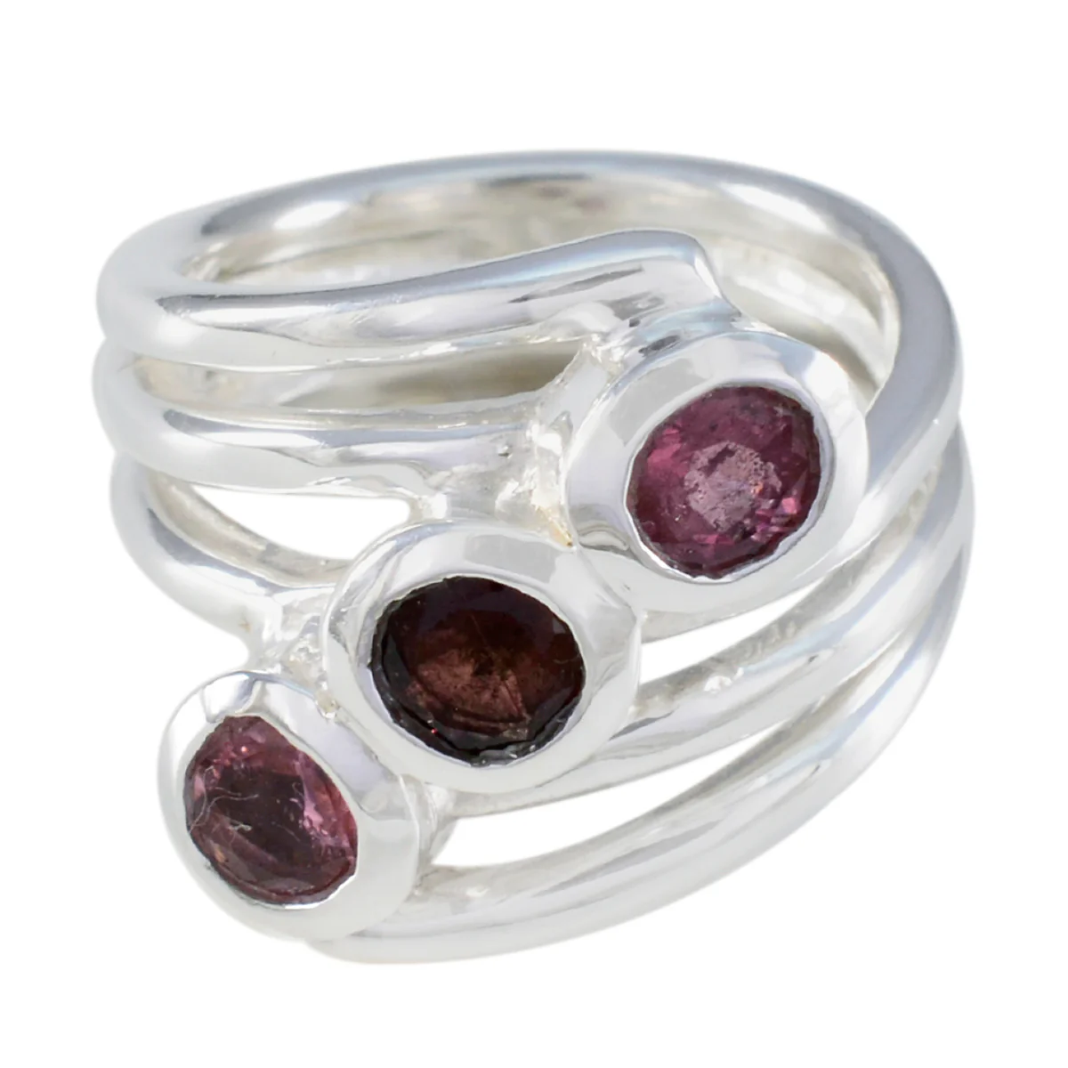 Tourmaline Trilogy Indian Sterling Silver multicolor Gemstones Essential  Modern Ring Jewelry - Image 3