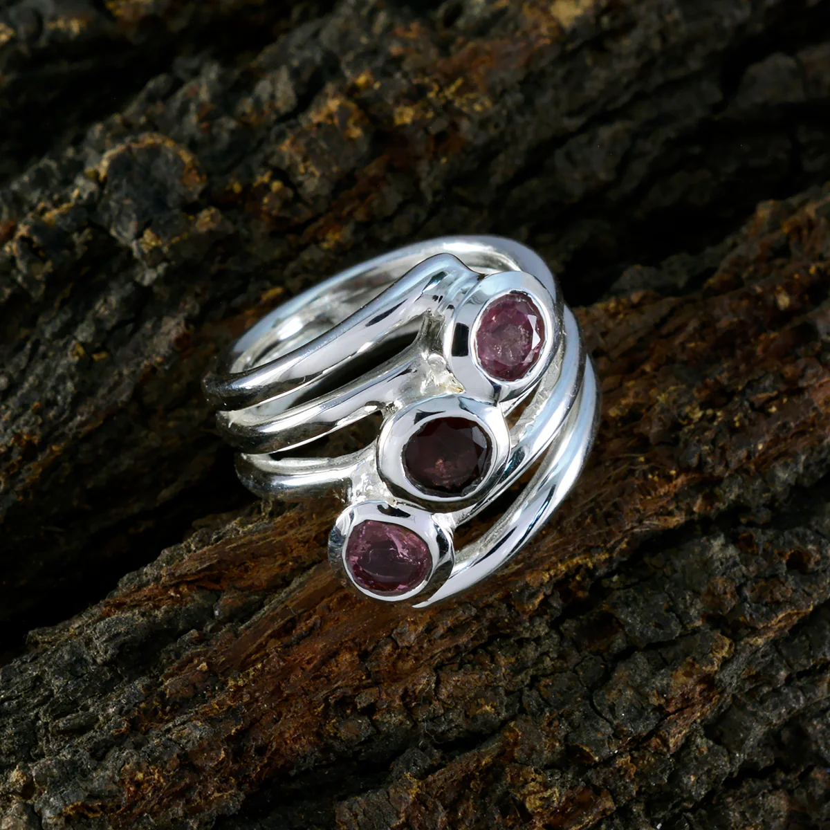Tourmaline Trilogy Indian Sterling Silver multicolor Gemstones Essential  Modern Ring Jewelry - Image 4