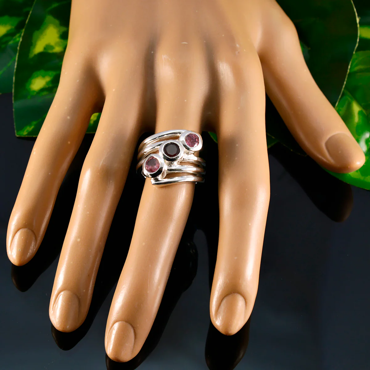 Tourmaline Trilogy Indian Sterling Silver multicolor Gemstones Essential  Modern Ring Jewelry - Image 6