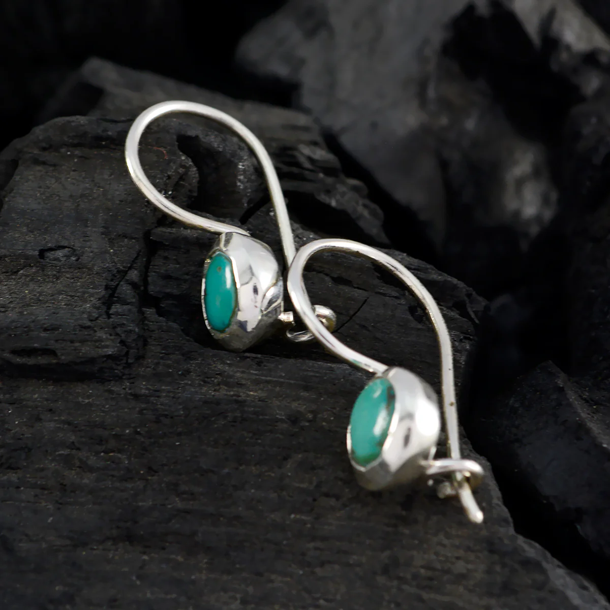Turquoise African Charlotte multiple Dangle Blue 925 Sterling Silver Earring - Image 3