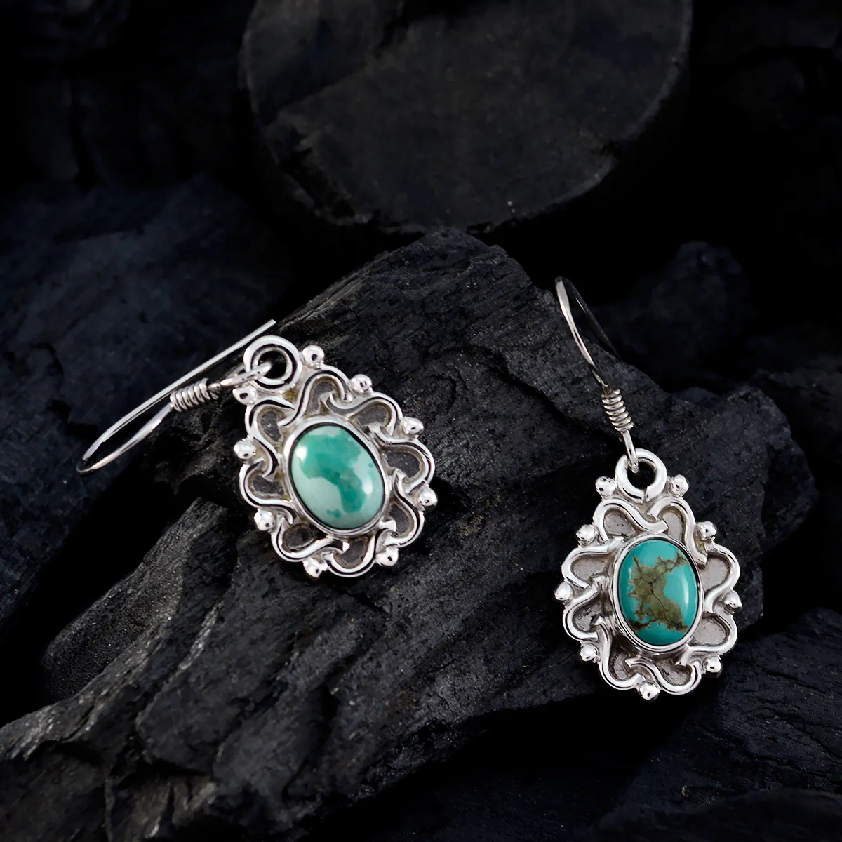Turquoise American Eleanor multiple Dangle Blue Sterling Silver Earring - Image 3