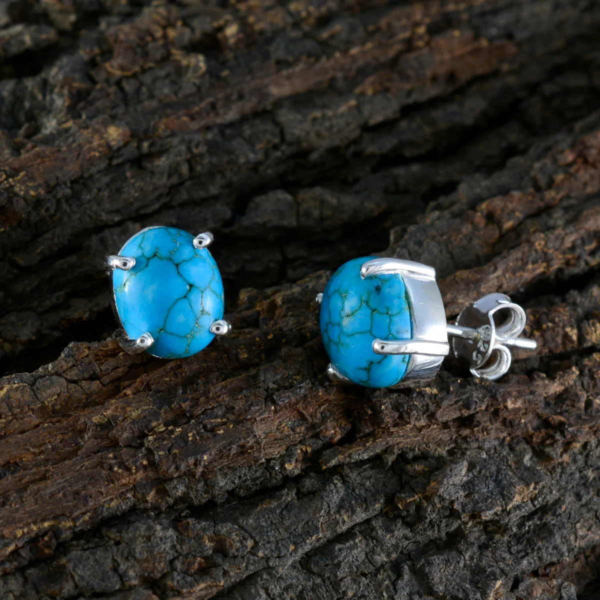 Turquoise Australian Rebeca Solitaire Stud multicolor 92.5 Silver Earring - Image 3