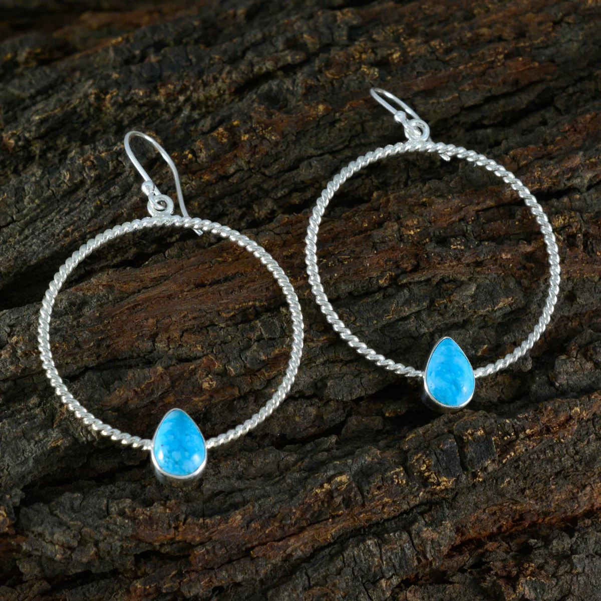 Turquoise Australian Wen Solitaire Dangle multicolor Silver Earring - Image 3