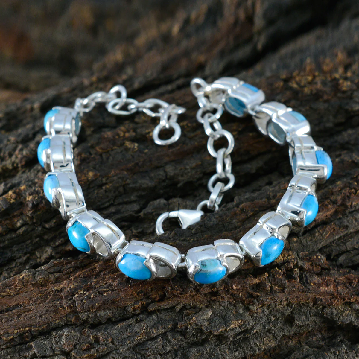 Turquoise Bee Day Tiny Turquoise Sterling Silver Tennis Bracelet - Image 3