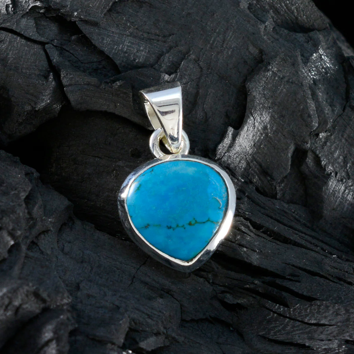Turquoise Dainty French Sterling Silver Solitaire Sofía Engagement Blue Pendant Jewellery - Image 3
