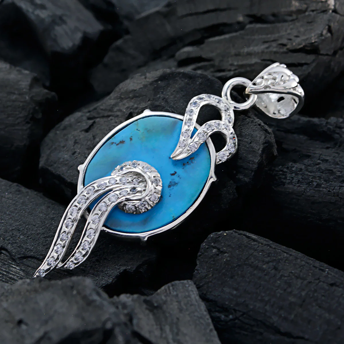 Turquoise Essential Australian 92.5 Silver multiple Lily Romantic Blue Pendant Jewellery - Image 3
