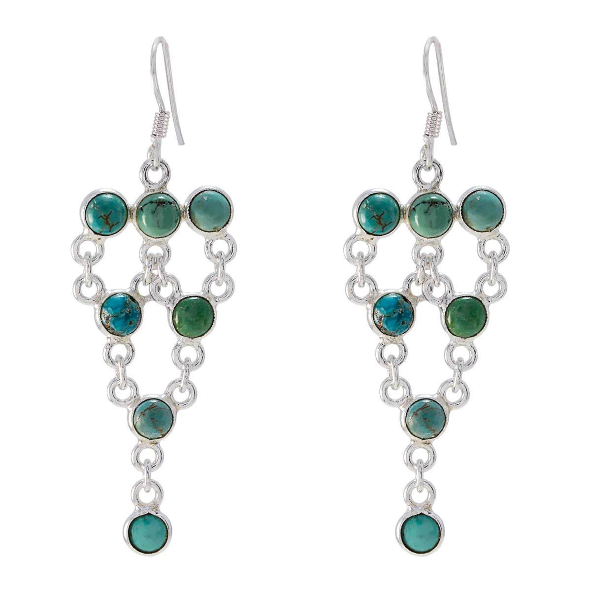 Turquoise German Bianca multiple Dangle Blue 925 Sterling Silver Earring - Image 2