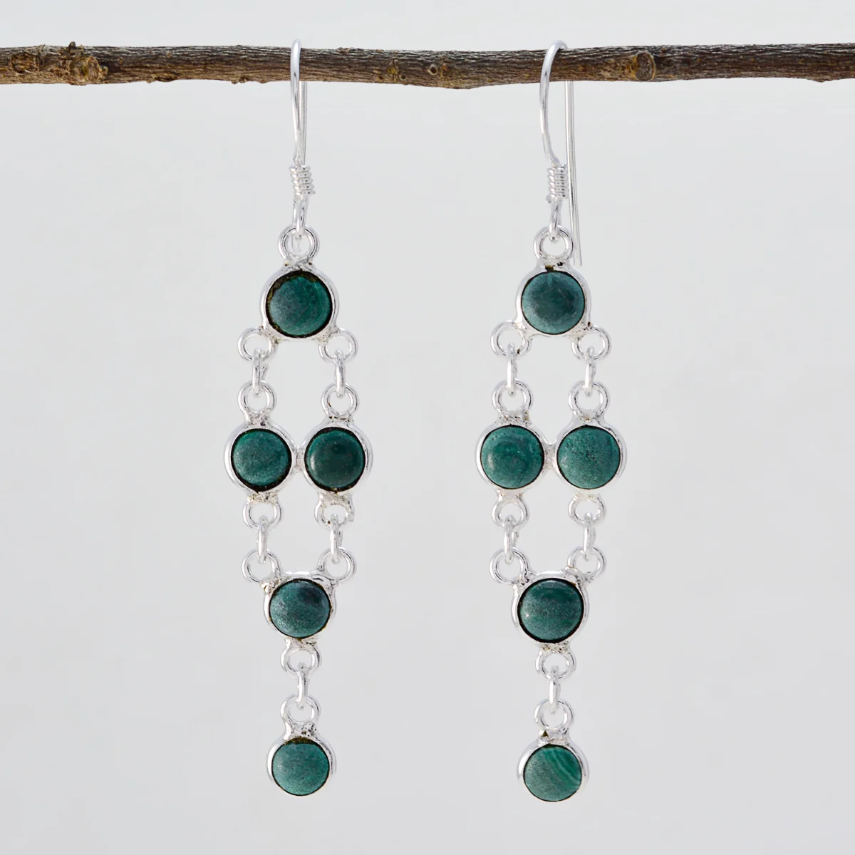 Turquoise Russian Camilla multiple Dangle Blue Silver Earring - Image 2