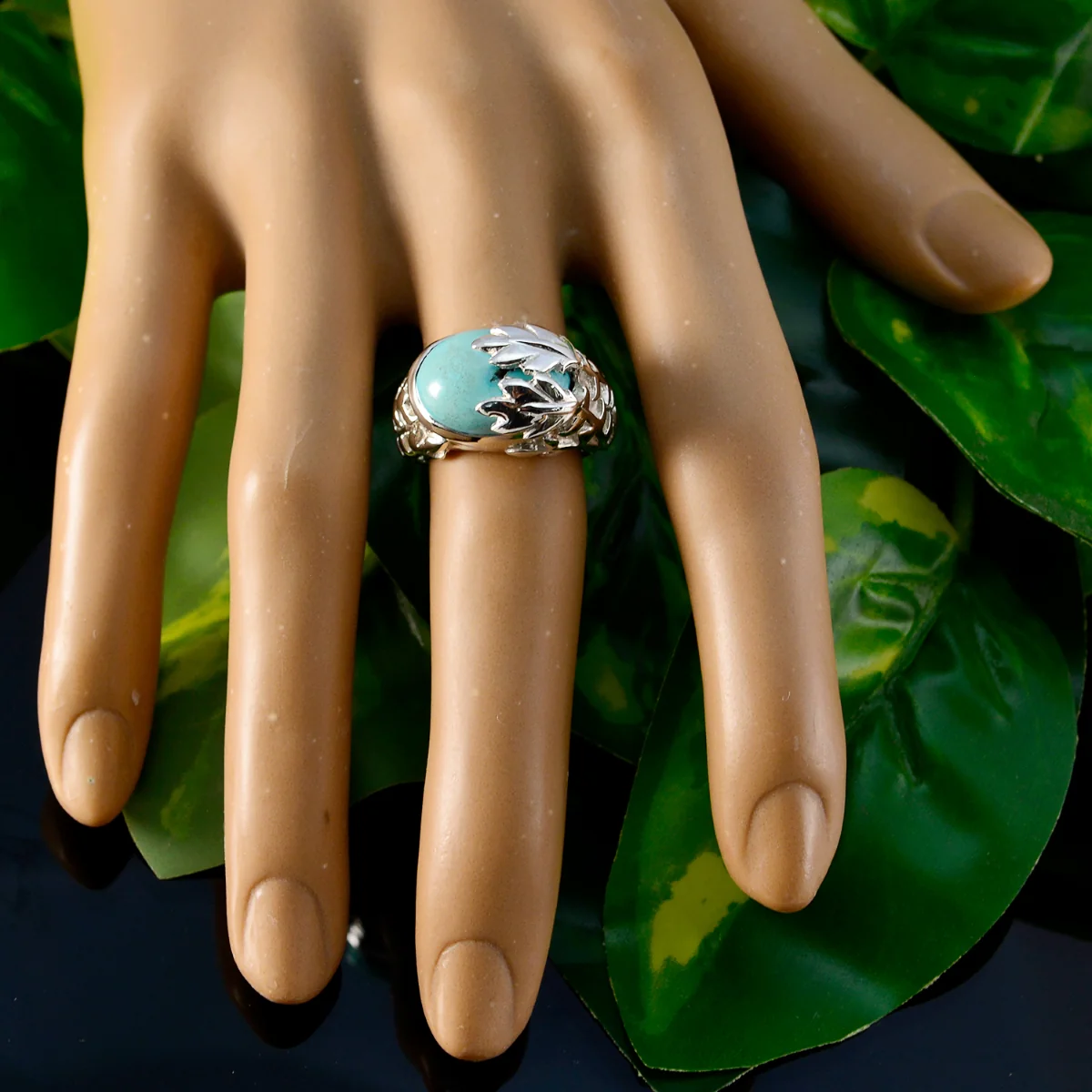 Turquoise Solitaire African 925 Silver Blue Gemstones Versatile Cultural Ring Jewelry - Image 6