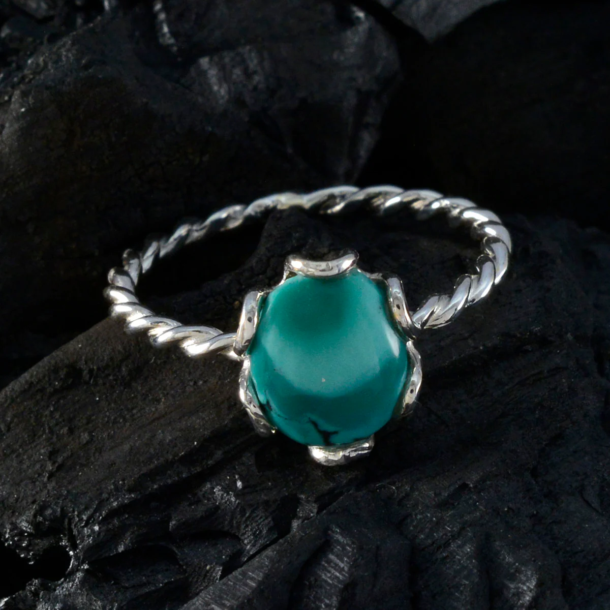 Turquoise Solitaire American Sterling Silver Blue Gemstone Delicate Glamorous Ring Jewellery - Image 4