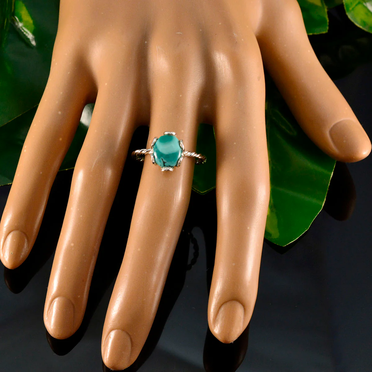Turquoise Solitaire American Sterling Silver Blue Gemstone Delicate Glamorous Ring Jewellery - Image 5