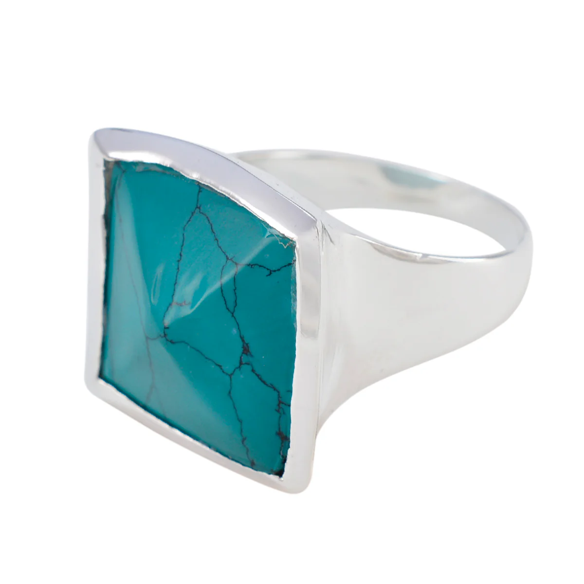 Turquoise Solitaire Egyptian 925 Sterling Silver Blue Gemstones Chunky Vintage Ring Jewelry - Image 2