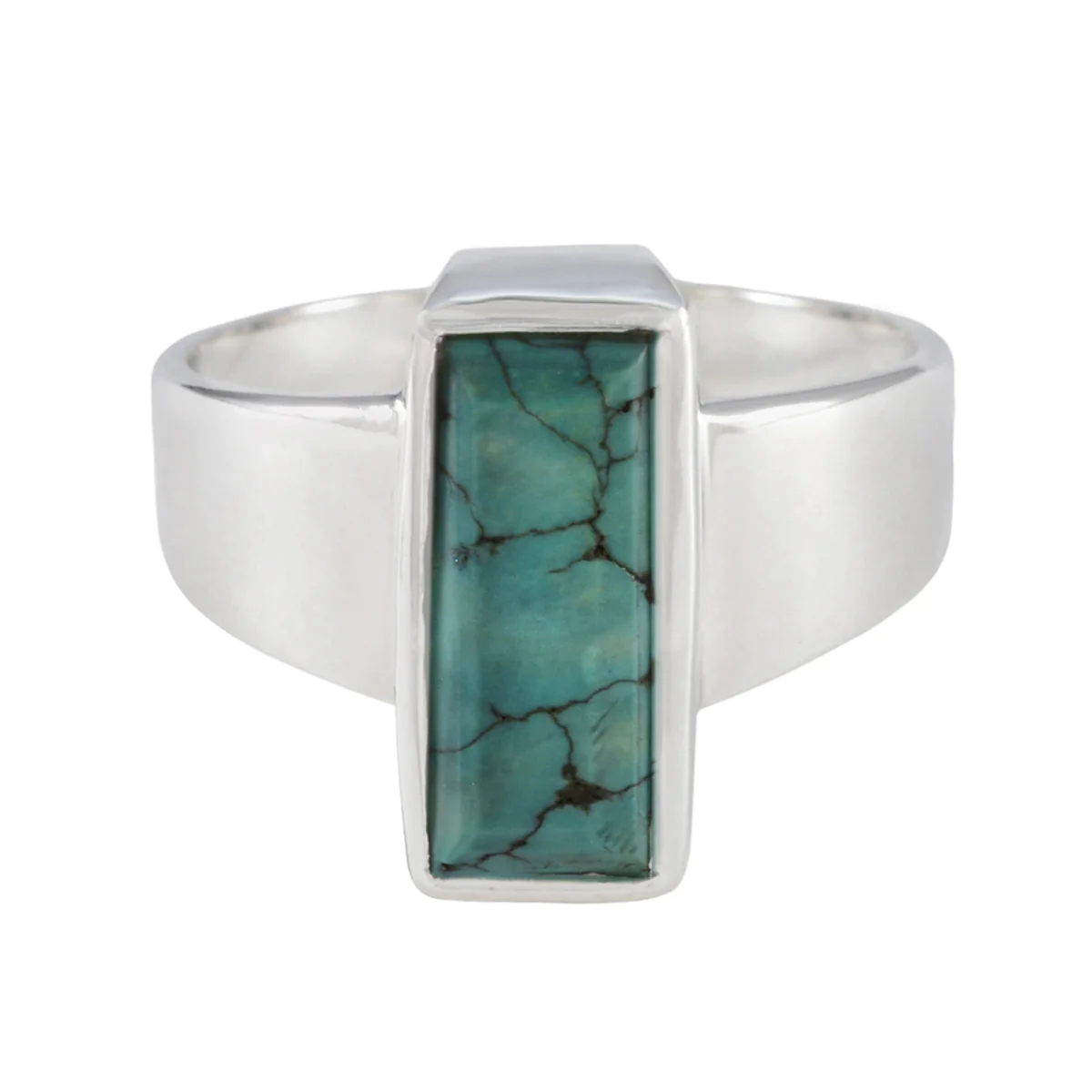 Turquoise Solitaire French Silver Blue Gems Eye-catching Modern Ring Jewelry