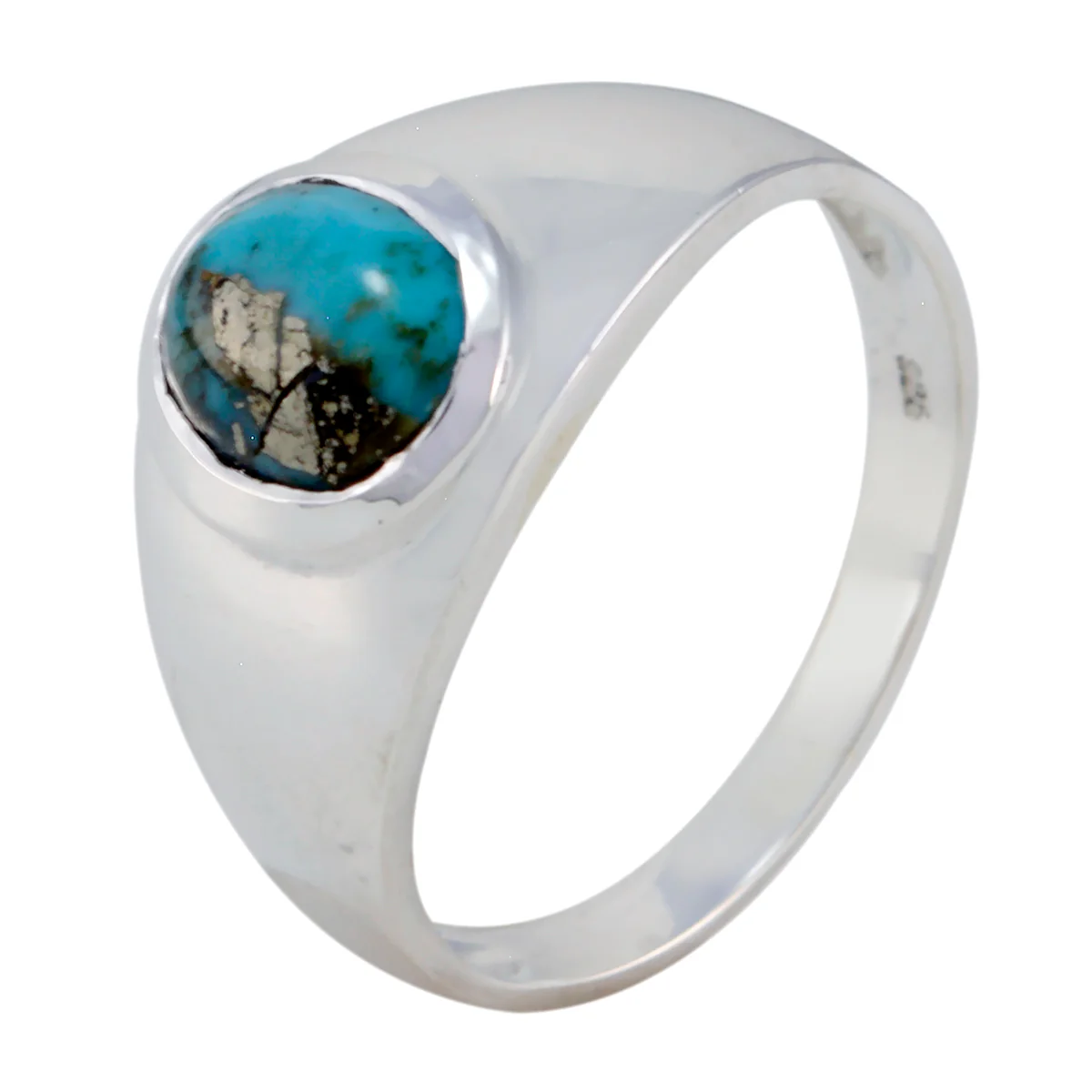 Turquoise Solitaire German 925 Silver Blue Gemstone Tiny Modern Ring Jewellery - Image 2