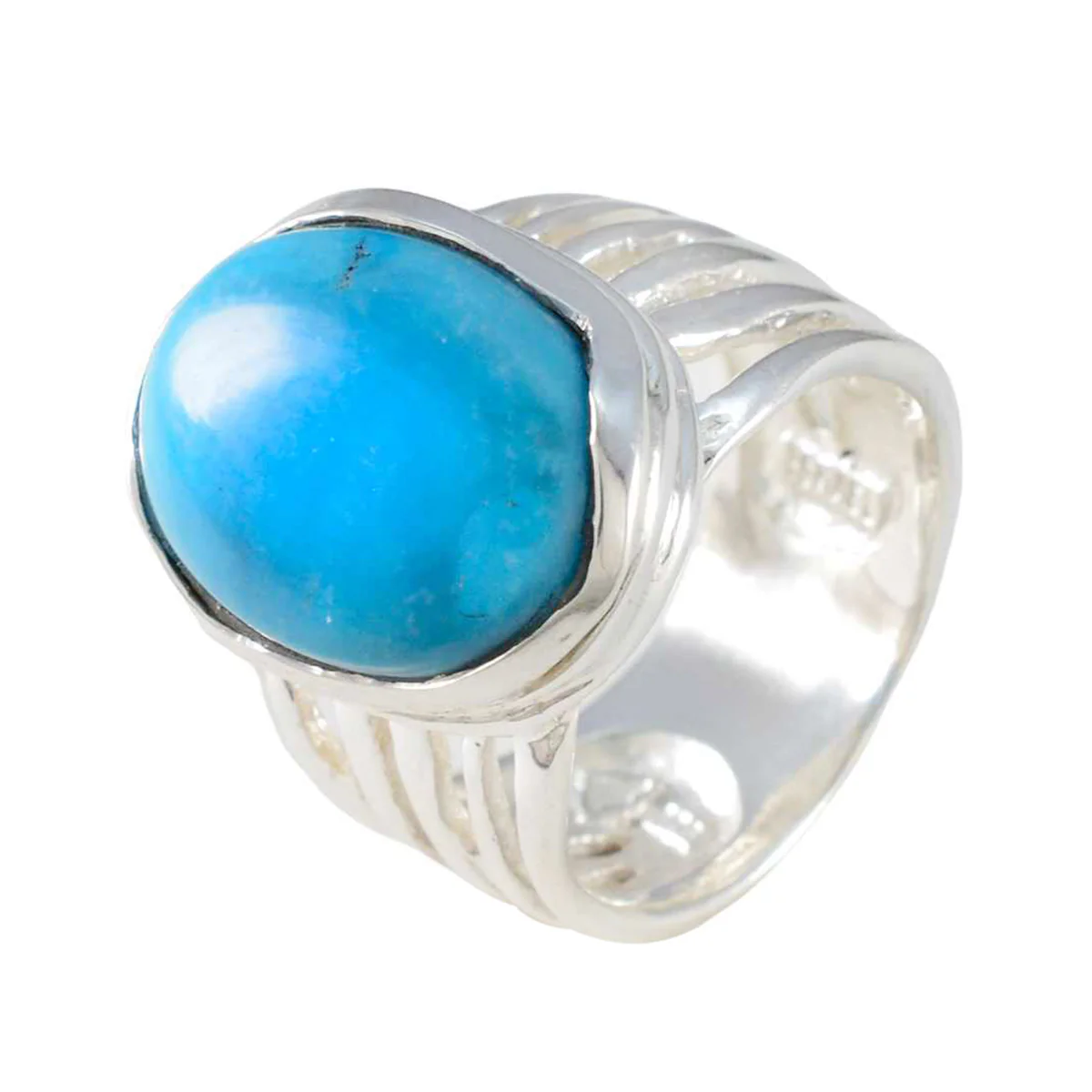 Turquoise Solitaire German 925 Silver Blue Gemstones Statement Armor Ring Jewellery - Image 2
