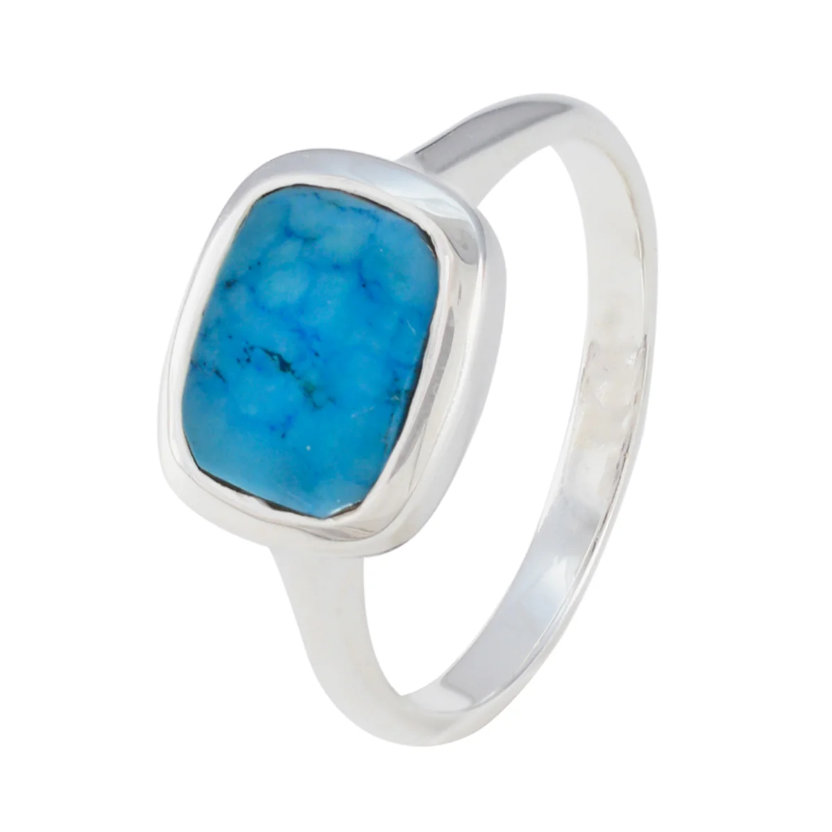 Turquoise Solitaire Indian 92.5 Silver Blue Gemstones Slim Contemporary Ring Jewellery - Image 2