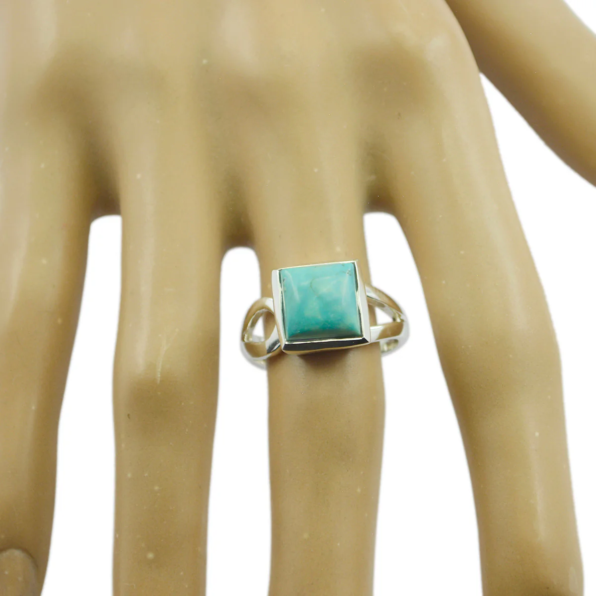Turquoise Solitaire Indian 925 Sterling Silver Blue Gems Mid-weight Artisan Ring Jewellery - Image 2